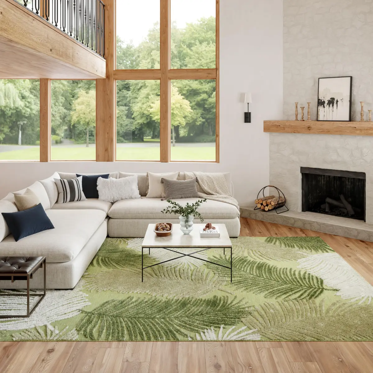 Nourison Suncoast Green 9' x 12' Area Rug | Easy Clean, Non Shedding, Tropical Style (9' x 12') - view 4