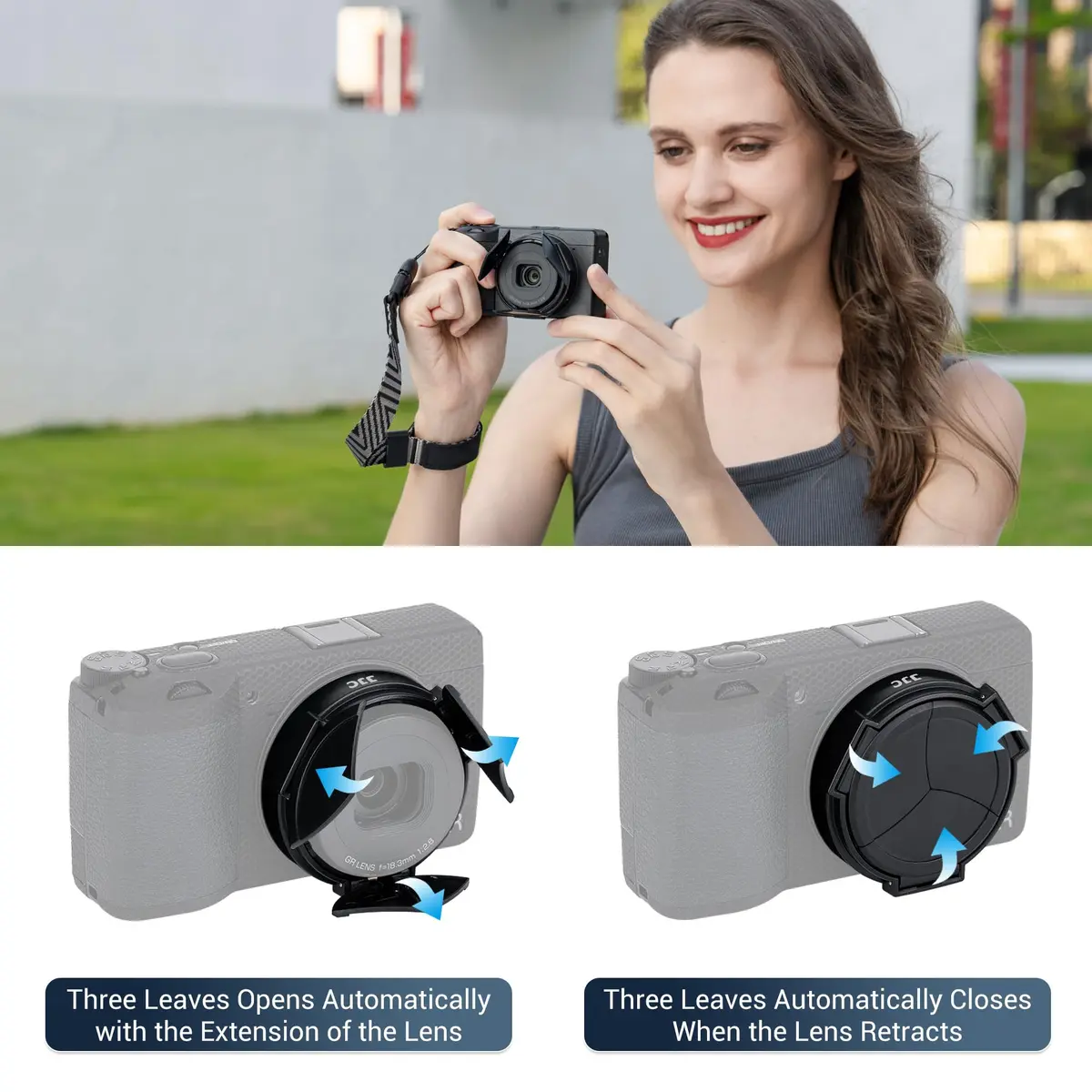 JJC Auto Open Close Lens Cap for Ricoh GR IV GRIV GR4 | No Vignetting, Lightweight, Anti Dust - view 2