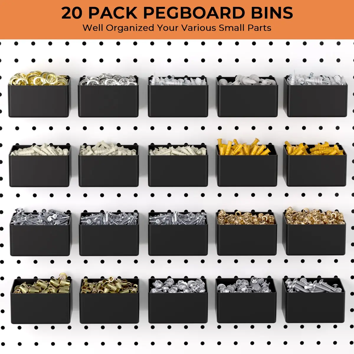 INCLY 320PCS Pegboard Accessories Organizer Kit with Peg Board Hooks & Bins, 2.52 kg (5.56 lb) | Garage & Workshop Storage Solution - view 6