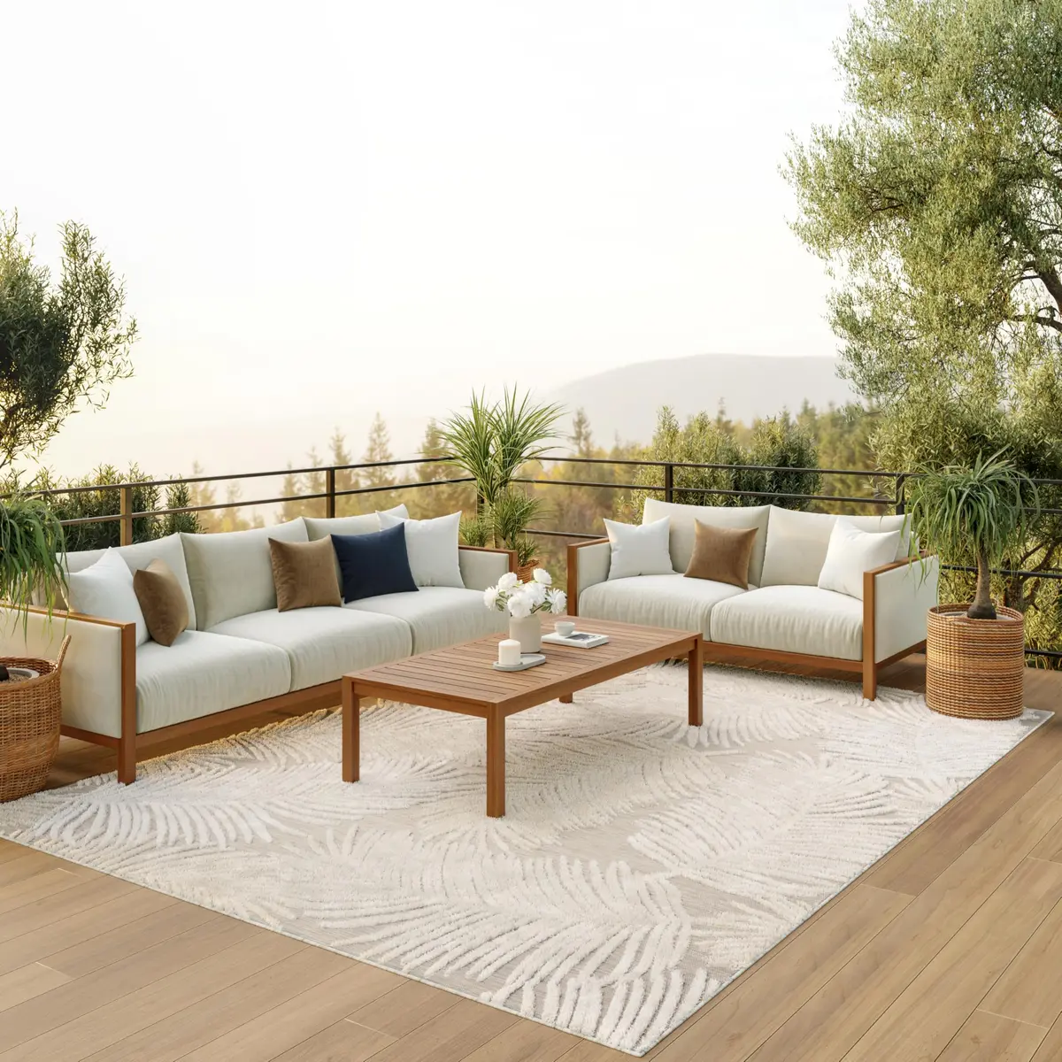 Nourison Suncoast Beige 7'10" x 9'10" Area Rug | Easy Clean, Non Shedding, Indoor/Outdoor (8' x 10') - main product image