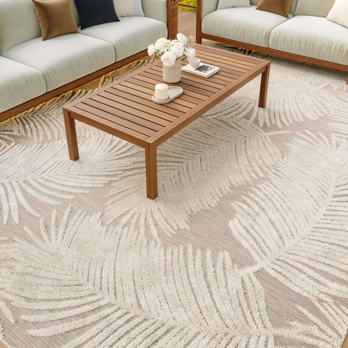 Nourison Suncoast Beige 7'10" x 9'10" Area Rug | Easy Clean, Non Shedding, Indoor/Outdoor (8' x 10') - view 2