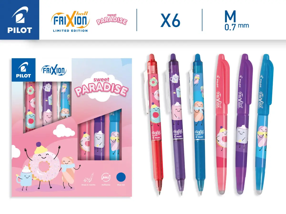PILOT Frixion Ball Collector's Box 3 Frixion Ball + 3 FriXion Ball Clickers Erasable Pens, 0.7mm Tip (6 Pens Total) - view 2