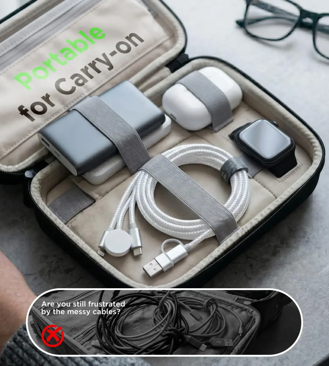 xiwxi 3-in-2 Multi-Charging Cable 1.2m (USB-C/Lightning/Magnetic Watch) | Charge iPhone, Watch, Camera Simultaneously - view 8
