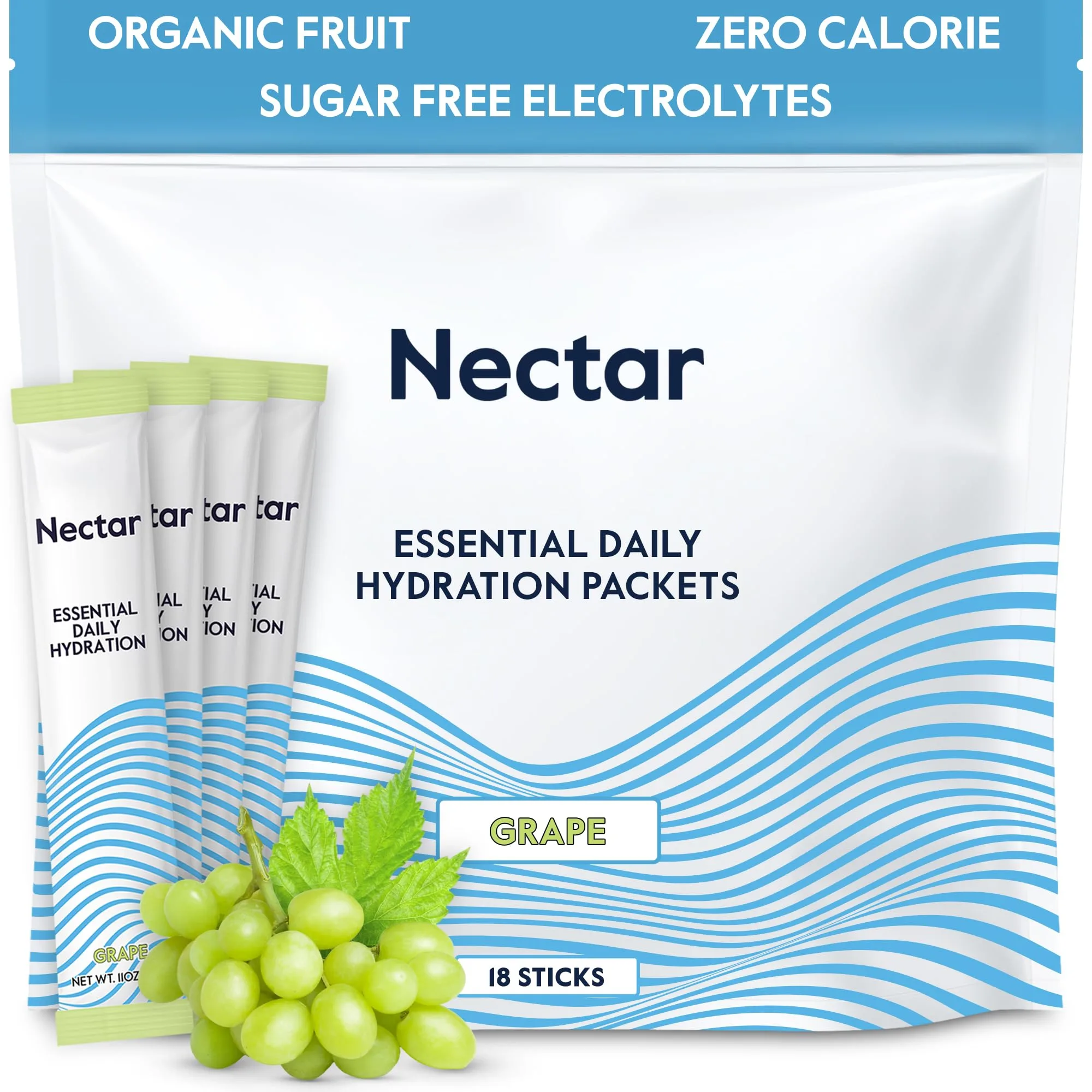 Nectar Hydration Packets Grape 18 Pack | Doctor-Formulated Electrolyte Powder for Rapid Hydration - main product image