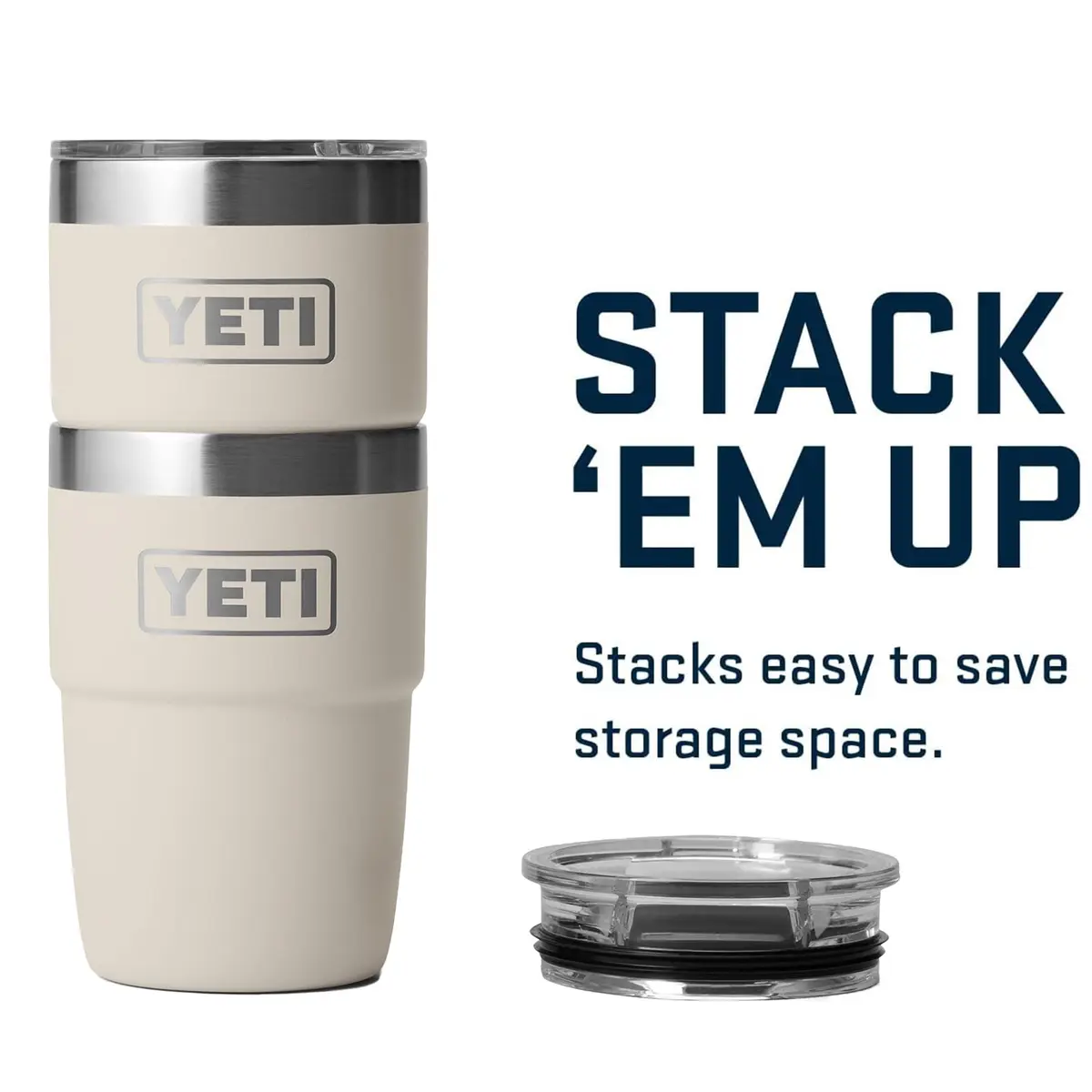 YETI Rambler 8 oz Insulated Coffee Mug with Lid, Cape Taupe | DuraSip Ceramic Lined Stackable Cup - view 4