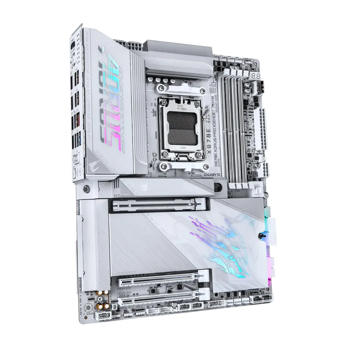 GIGABYTE X870E AORUS PRO X3D ICE AMD AM5 Motherboard DDR5 18+2+2 Power Phase - view 3