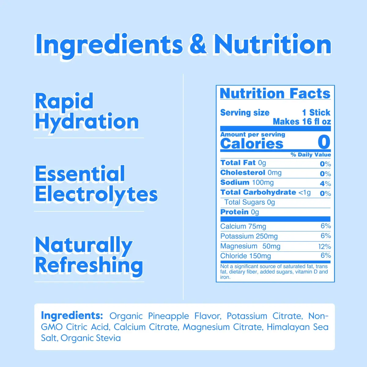 Nectar Hydration Packets Pineapple Flavor | Zero Calorie Electrolyte Powder for Rapid Hydration - view 6
