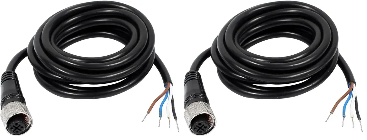 uxcell M12 Female Straight 4 Pin Connector Aviation Socket Electrical Cable, 2m (Pack of 2) - main product image