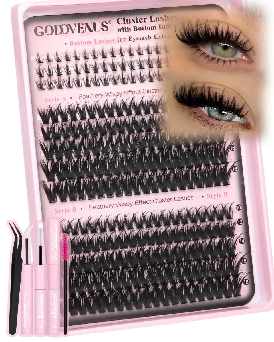 Goddvenus Natural False Eyelash Clusters Kit C Curl | 260 Count DIY Wispy - main product image