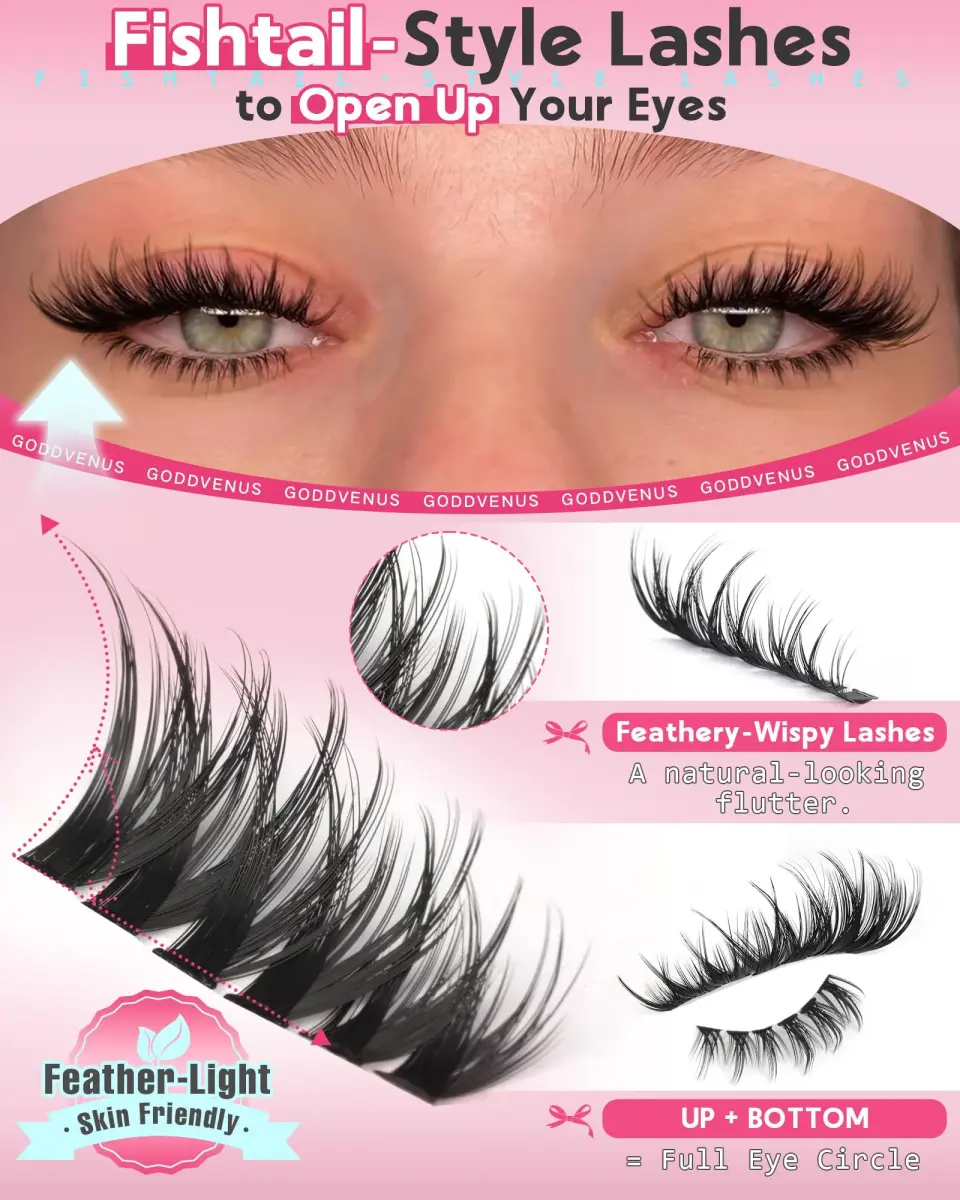 Goddvenus Natural False Eyelash Clusters Kit C Curl | 260 Count DIY Wispy - view 5