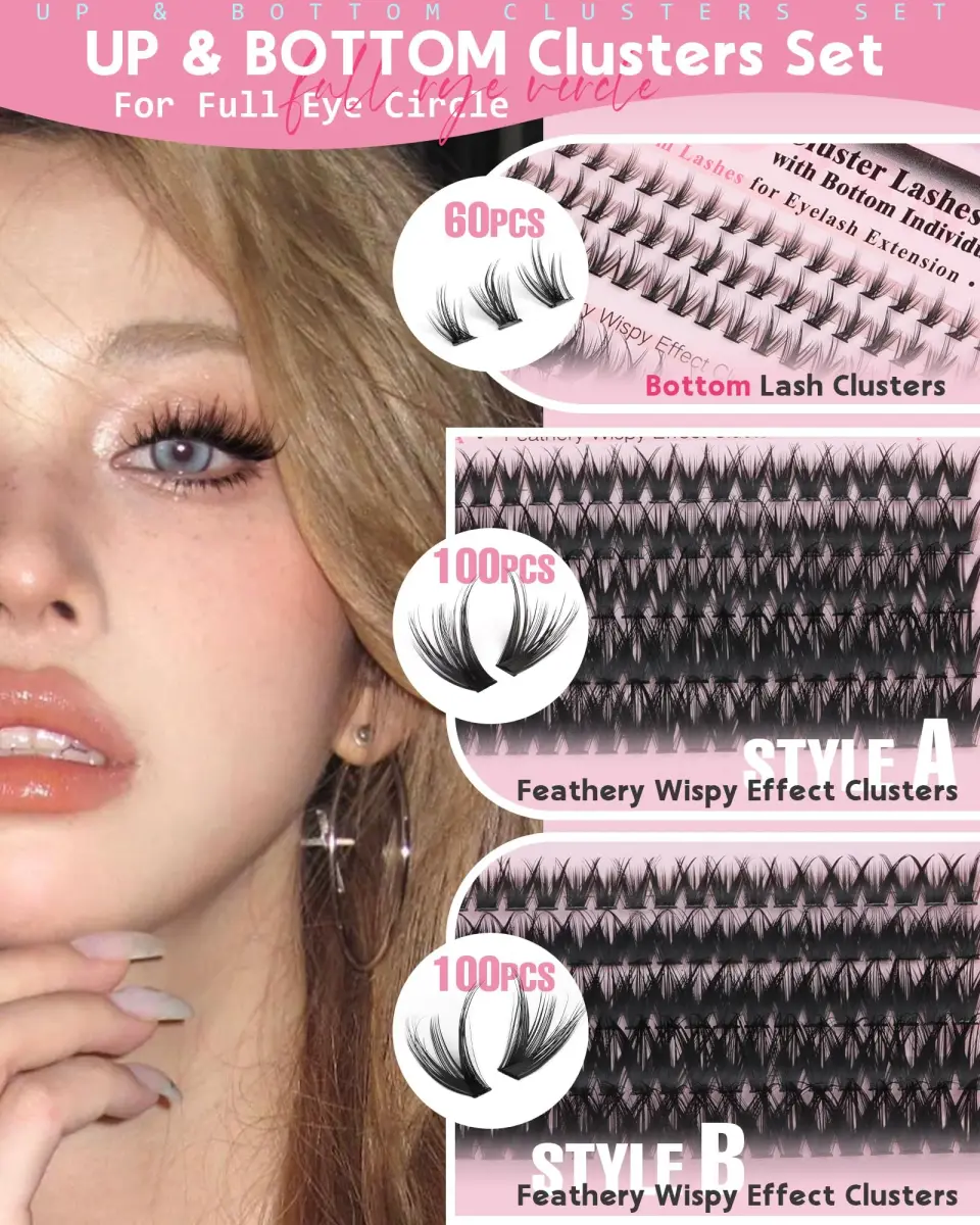 Goddvenus Natural False Eyelash Clusters Kit C Curl | 260 Count DIY Wispy - view 4