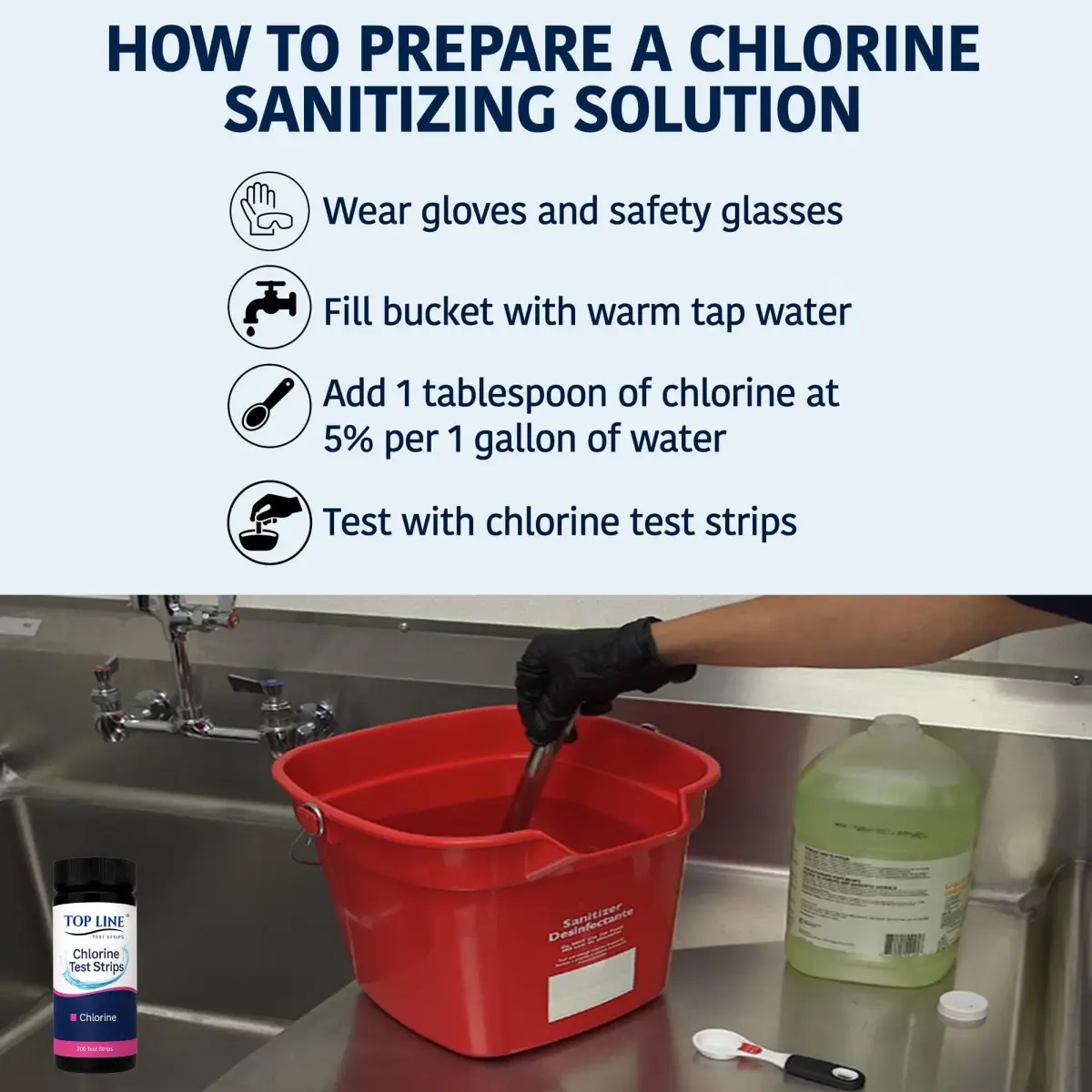 TOP LINE TEST STRIPS 200 Chlorine Test Strips for Food Service 0-500 ppm (Pack of 2) - view 8