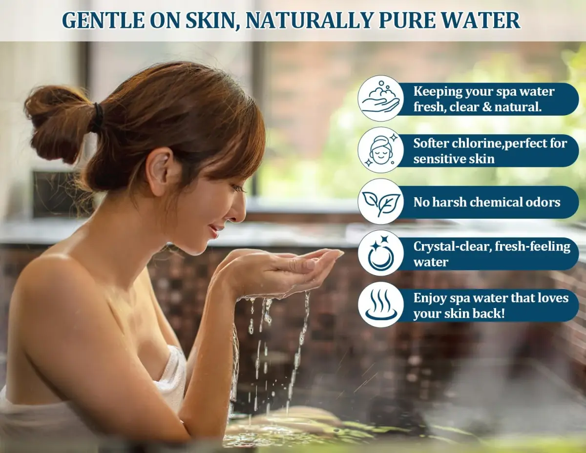Virellionixis Salt Water Chlorination System Cartridge Replacement for Spas & Hot Tubs 2.9 in (7.37 cm) | Gentle, Soft Fresh Water for Dry Eyes & Itchy Skin - view 6