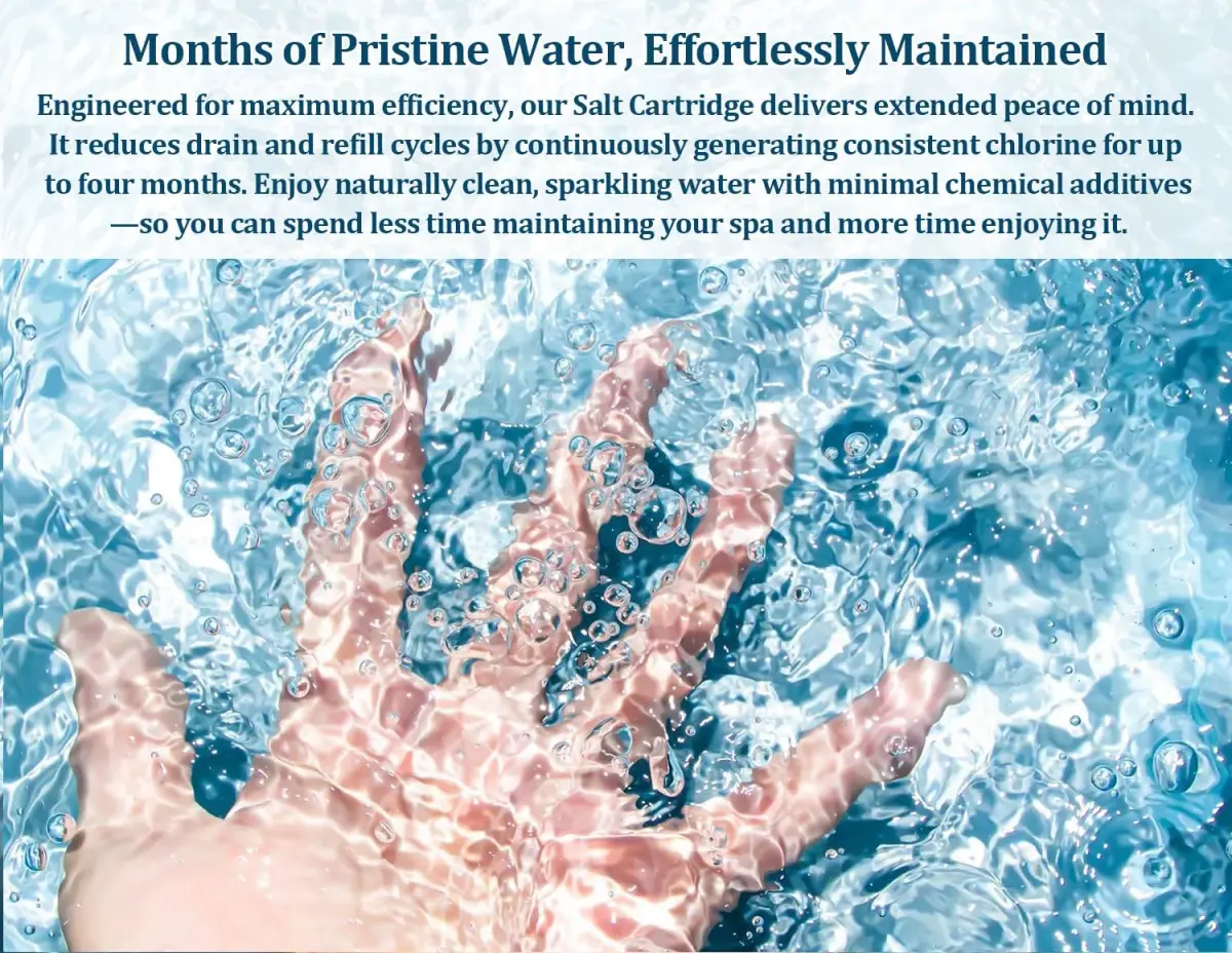 Virellionixis Salt Water Chlorination System Cartridge Replacement for Spas & Hot Tubs 2.9 in (7.37 cm) | Gentle, Soft Fresh Water for Dry Eyes & Itchy Skin - view 8