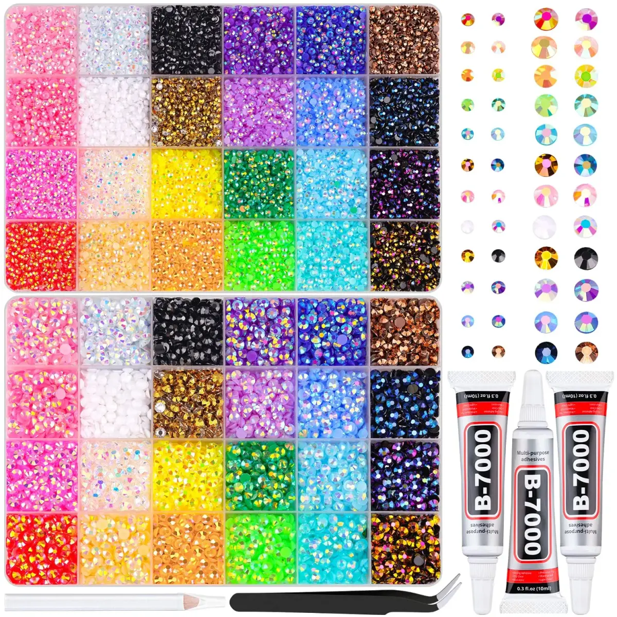 TINKRSTUFF Jelly Rhinestones for Bedazzling 38500Pcs 3mm & 5mm Multicolor Resin Gems | Sparkle & Shine DIY Crafts - main product image