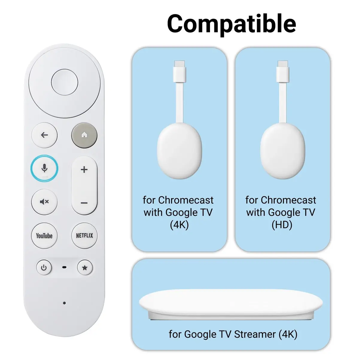 ARCSTILL Google TV Streamer 4K Voice Remote | Compatible with Chromecast Google TV, Long Range, Fast Response - view 4