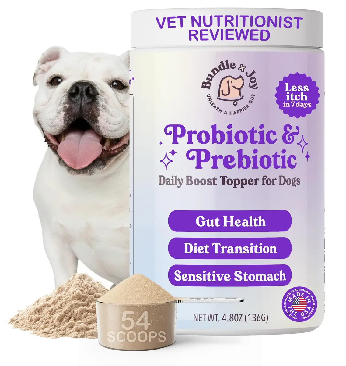 Bundle x Joy Probiotic Powder for Dogs 6 Billion CFU | Gut & Immune Support in USA (70-120 chars) - main product image