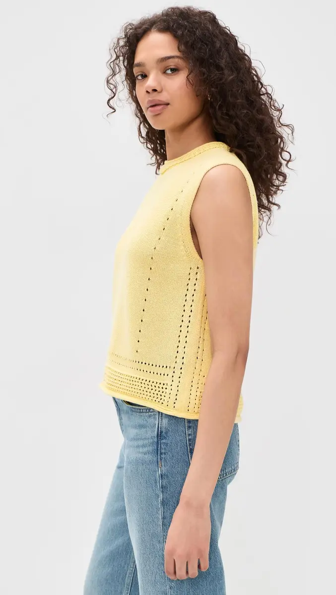Velvet by Graham & Spencer Vanny Novelty Pima Cotton Sweater Top, Butter, Small | Lightweight, Regular Fit, Cotton - view 5