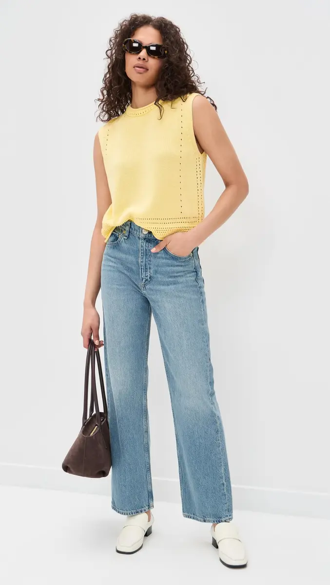 Velvet by Graham & Spencer Vanny Novelty Pima Cotton Sweater Top, Butter, Small | Lightweight, Regular Fit, Cotton - view 3