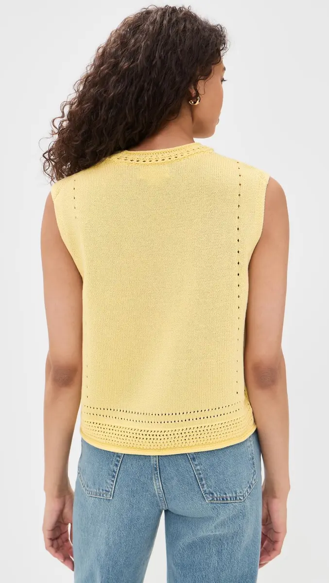 Velvet by Graham & Spencer Vanny Novelty Pima Cotton Sweater Top, Butter, Small | Lightweight, Regular Fit, Cotton - view 4
