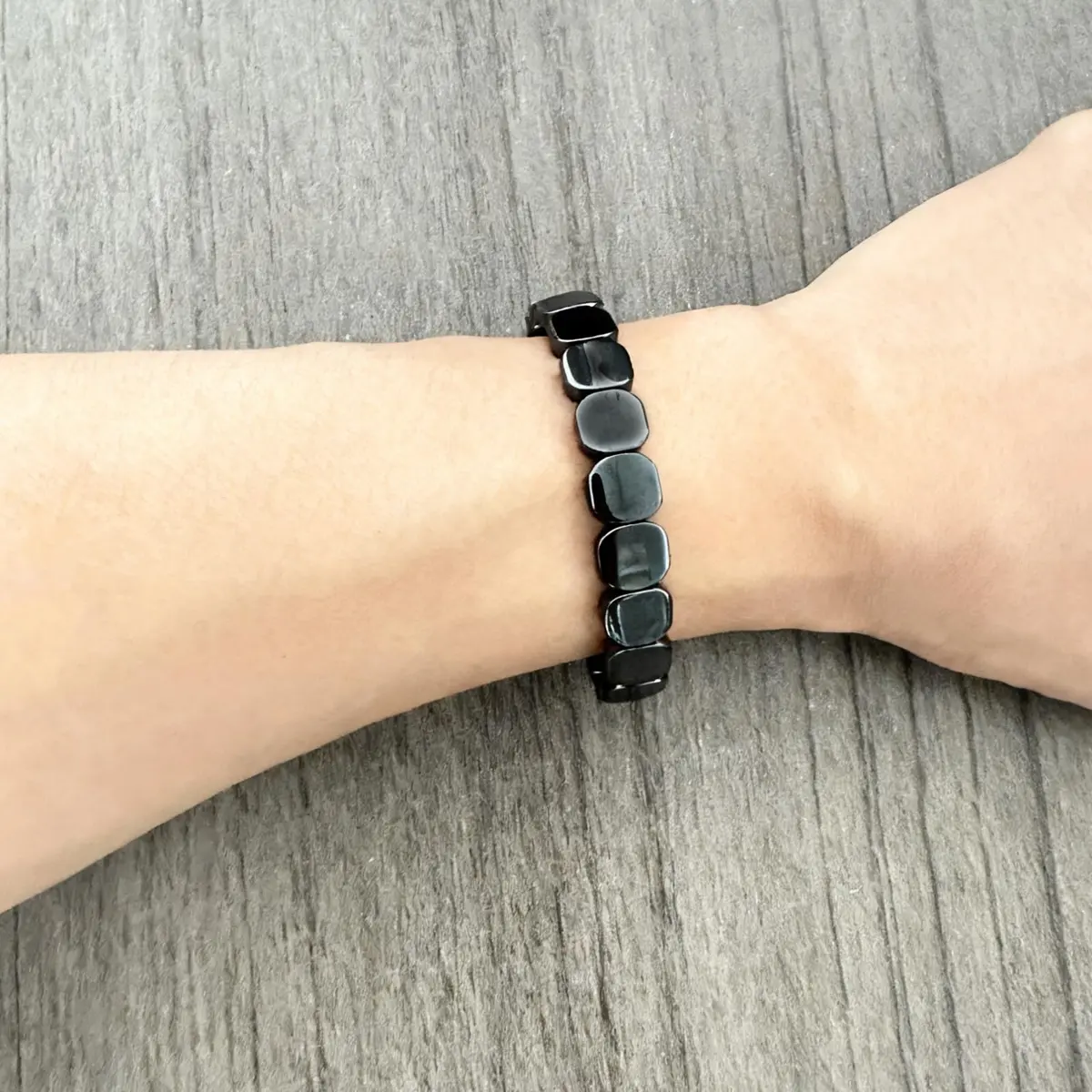 NORLSO Hematite Bracelet for Men Reclaim Your Edge Confidence Natural Hematite Stone Stretch Beaded Bracelet Male Energy Inspirational Jewelry Gifts - view 3