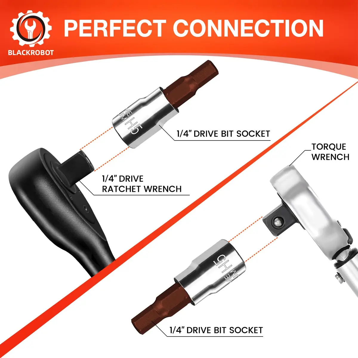 BLACKROBOT 5 mm Hex Bit Socket, 1/4 Inch Drive H5 Allen Key Socket, S2 Steel Head | Precision Fit for Motorcycles & Cars - view 5