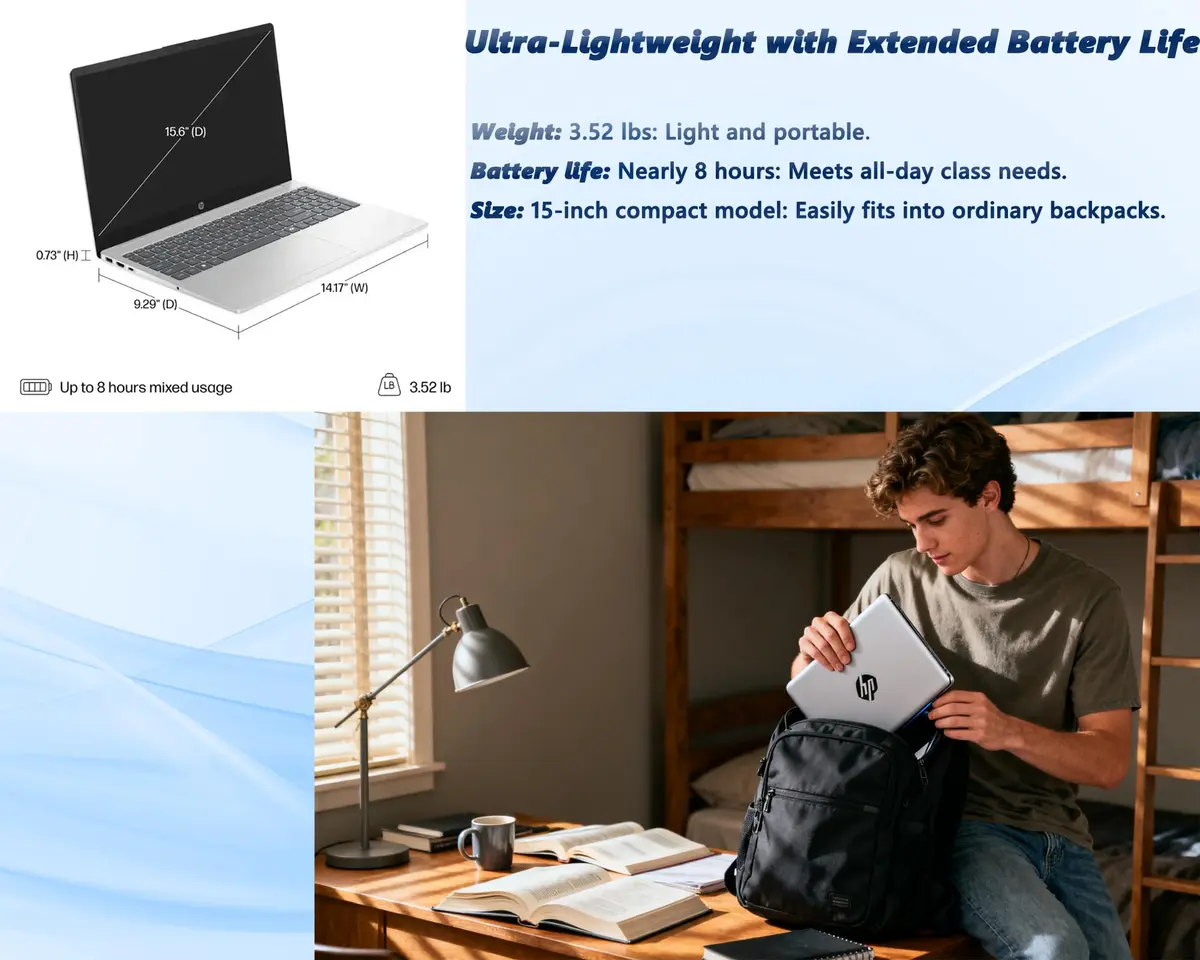 HP 15.6" Touchscreen Laptop for Students, Intel Core i3, 16GB RAM | 512GB SSD, Lightweight, Long Battery Life - view 4