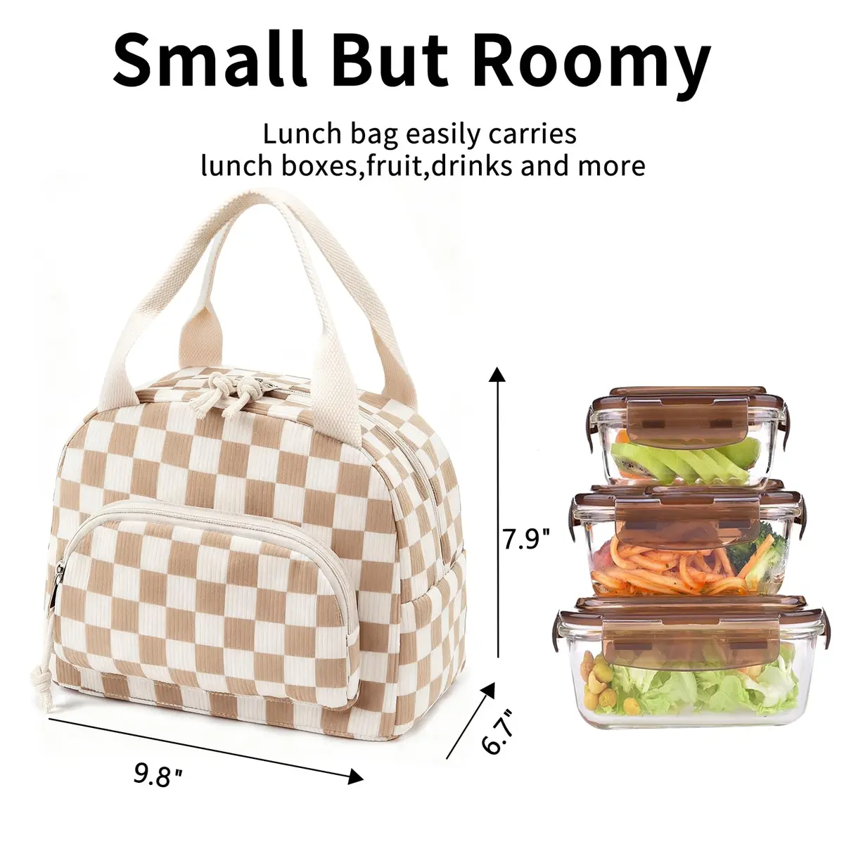 OYLOLA Lunch Bag Women Insulated Small Cooler for Work & Travel | Leakproof Corduroy - view 3