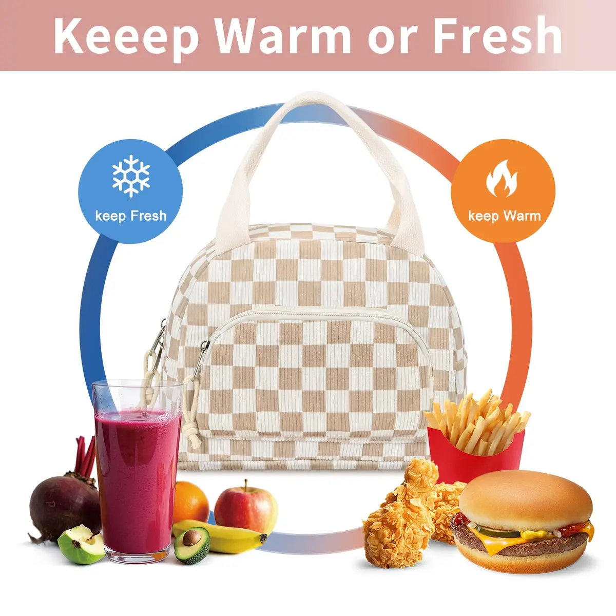 OYLOLA Lunch Bag Women Insulated Small Cooler for Work & Travel | Leakproof Corduroy - view 4