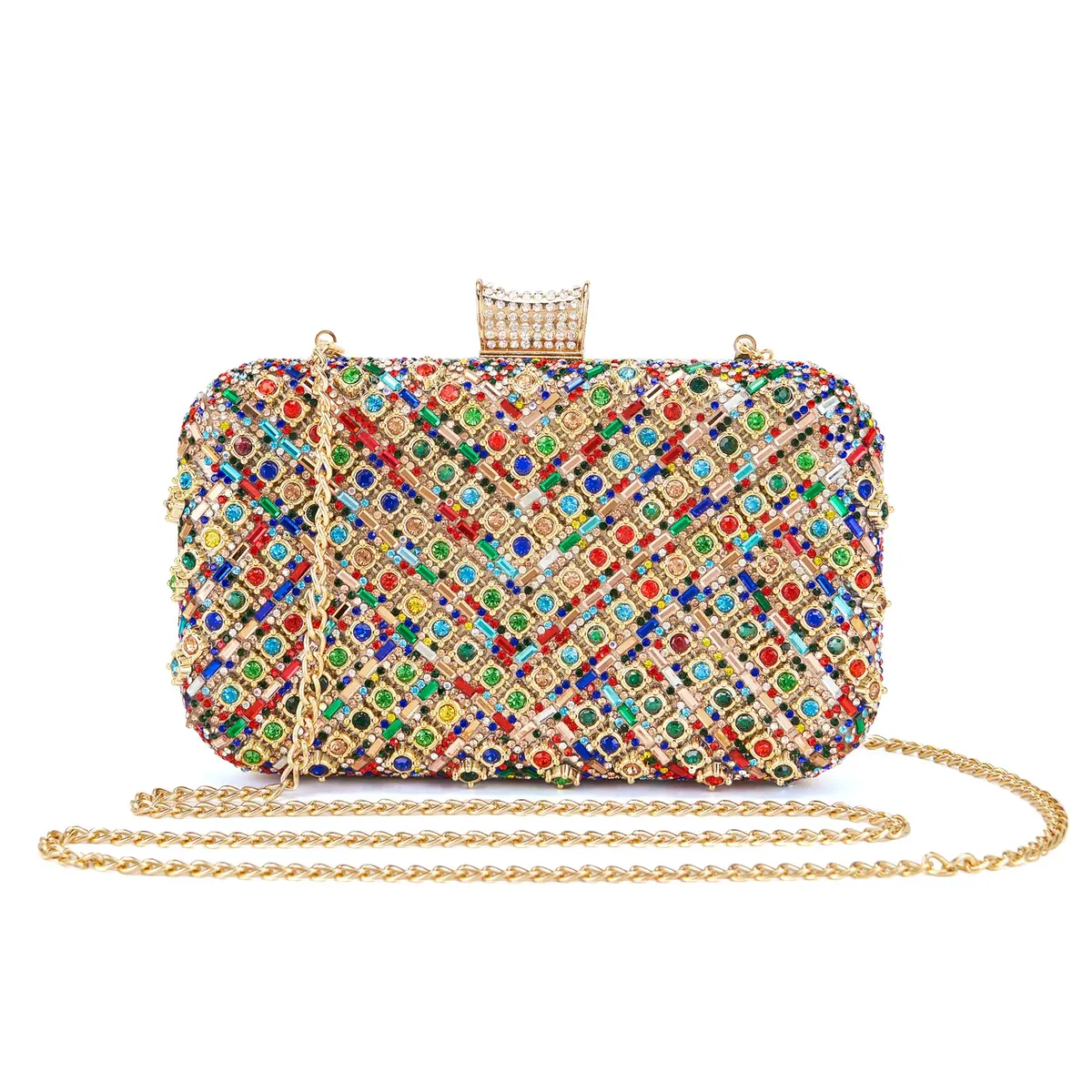 Milisente Clutch Purses for Women Crystal Gemstone Evening Bag Wedding Prom | Glamorous, Compact, Detachable Chain - view 8