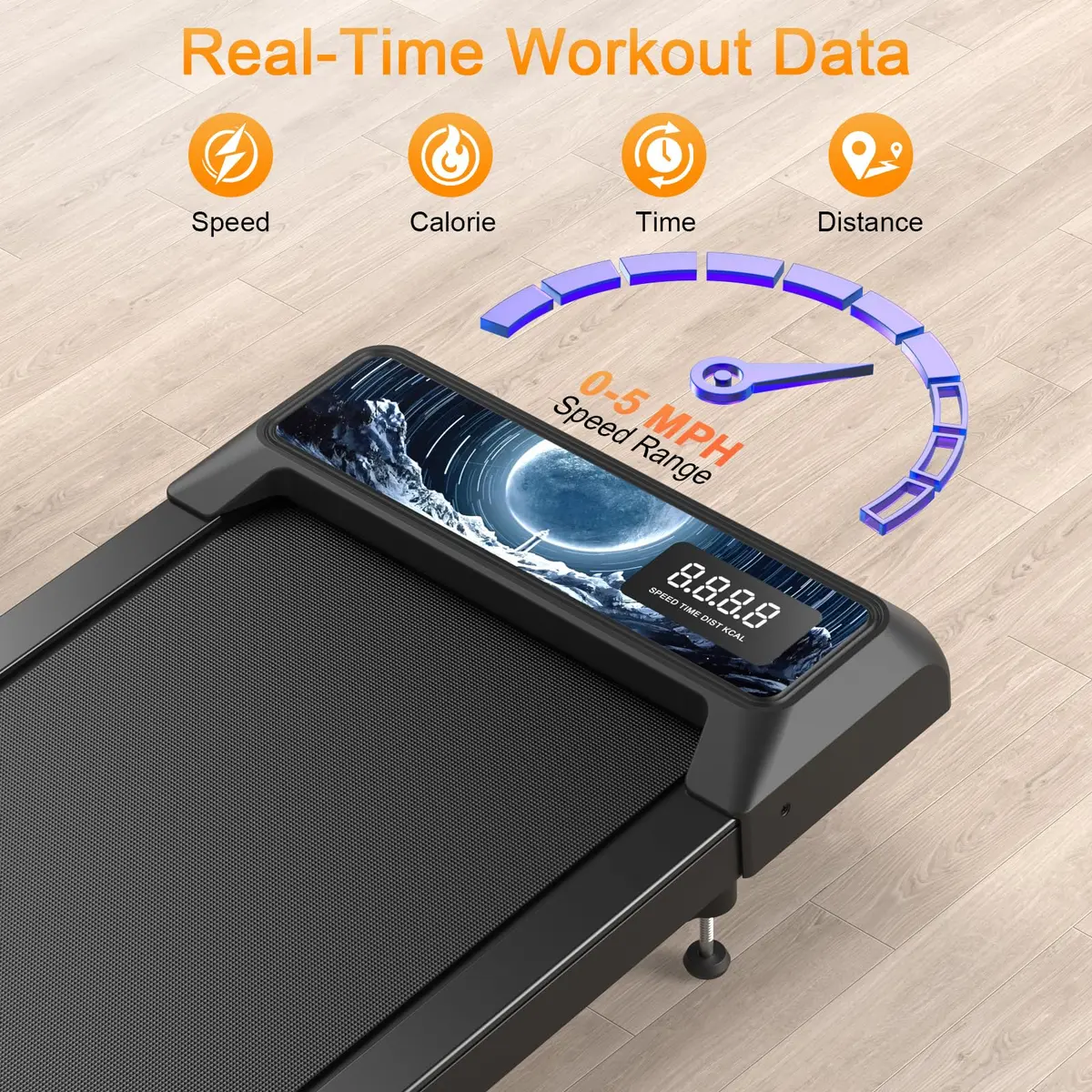 HOELLL Treadmill for Home Small with 0%-8% Incline & APP Sync | Compact Under Desk Walking Treadmill with Handle Bar, Remote & LED Display, 2.5HP - view 3