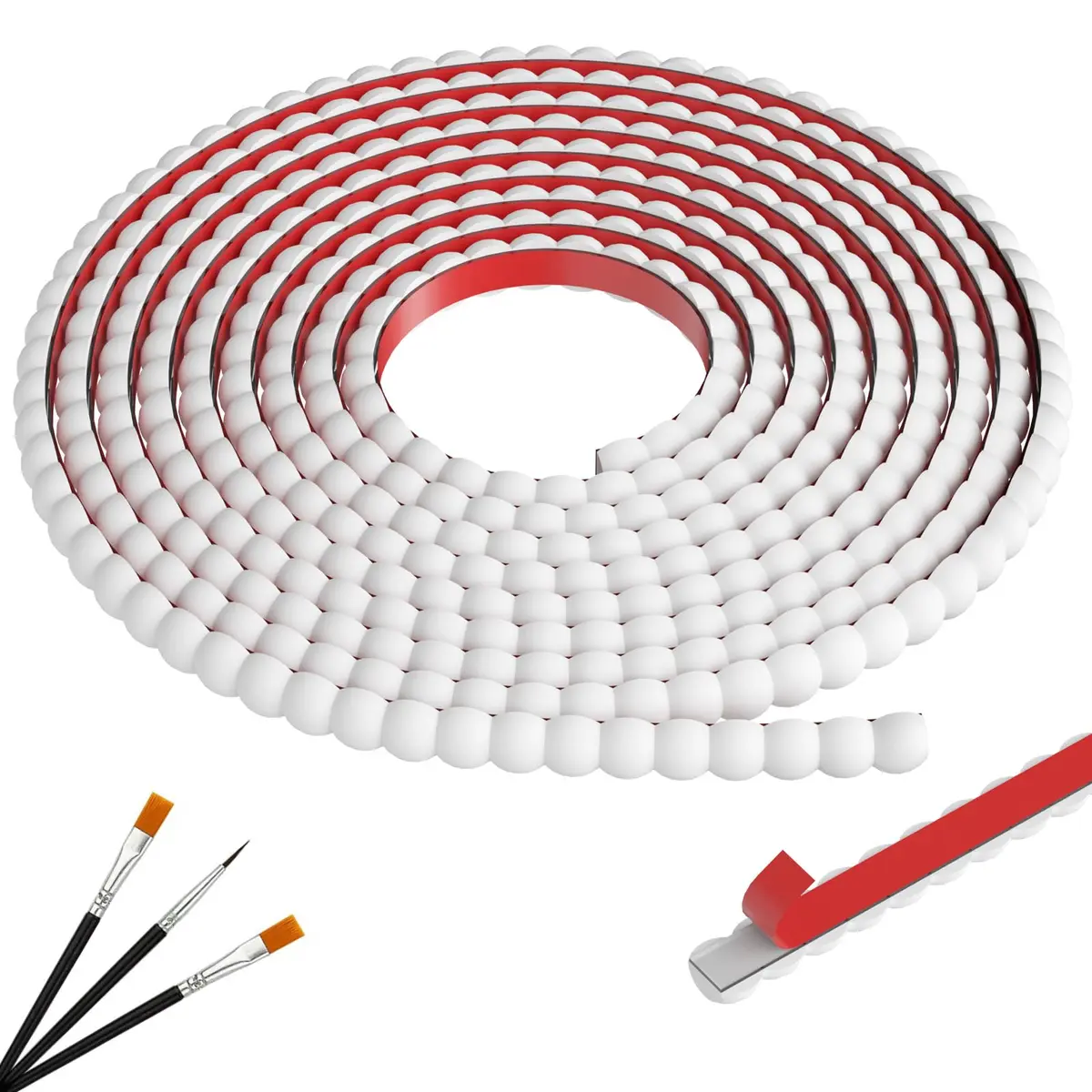 JSIWOTH White Pearl Decorative Trim 3.05m (10ft) | Flexible Peel and Stick Wall Molding for DIY Home Décor - main product image
