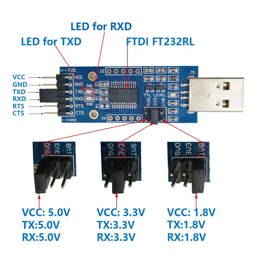 DSD TECH SH-U09C2 USB to TTL Adapter with FTDI FT232RL IC & Protective Case (Pack of 2) | Debugging & Programming Tool - view 2