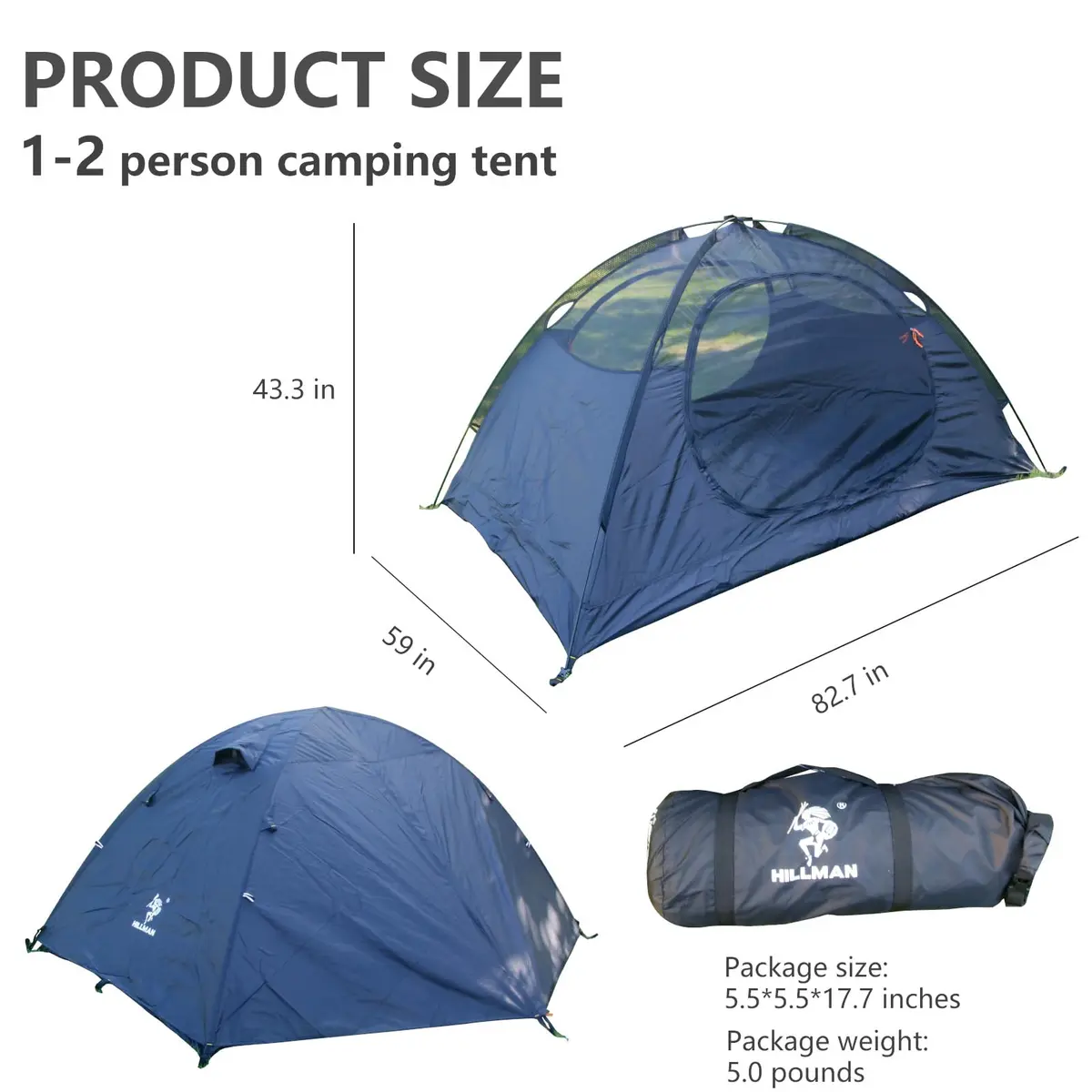 Hillman 2/3 Person Tent Waterproof Lightweight Camping Tent | Easy Setup & Portable - view 4
