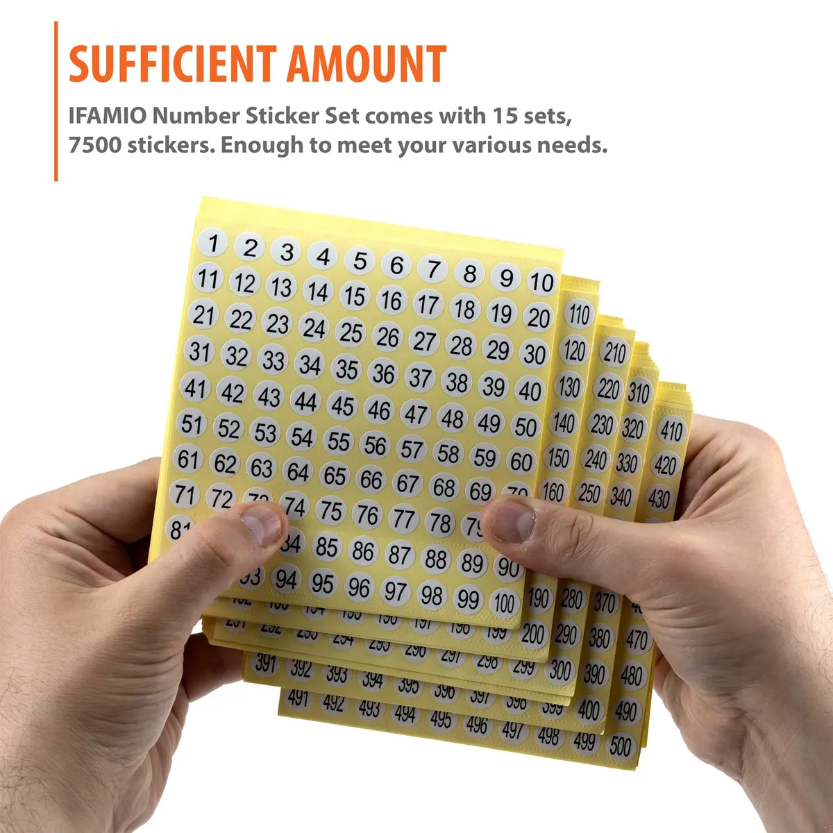 IFAMIO Number Stickers 1-500 | 7500 Self-Adhesive Small Round Labels for Organizing - view 5