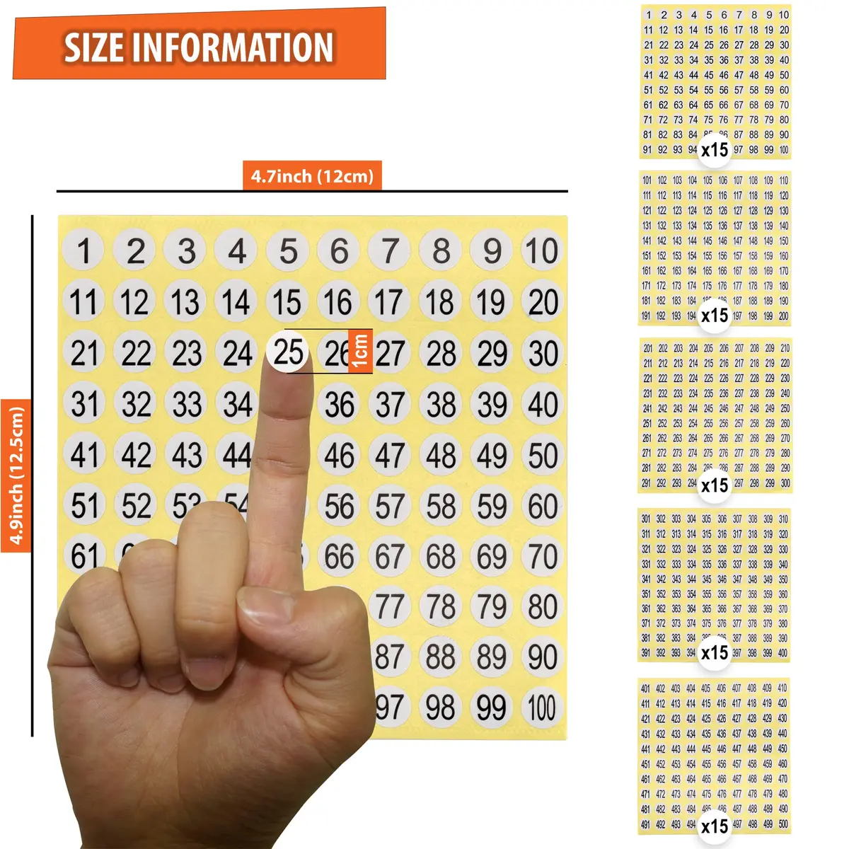 IFAMIO Number Stickers 1-500 | 7500 Self-Adhesive Small Round Labels for Organizing - view 2