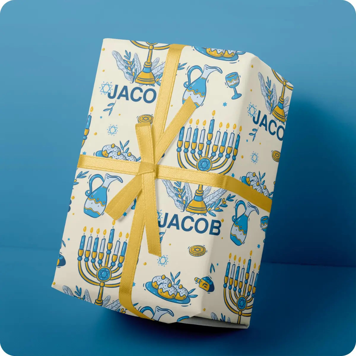 Wrap Crafters Personalized Hanukkah Star of David Gift Wrap | 24"x108" Ivory | Festive Holiday Paper - view 5