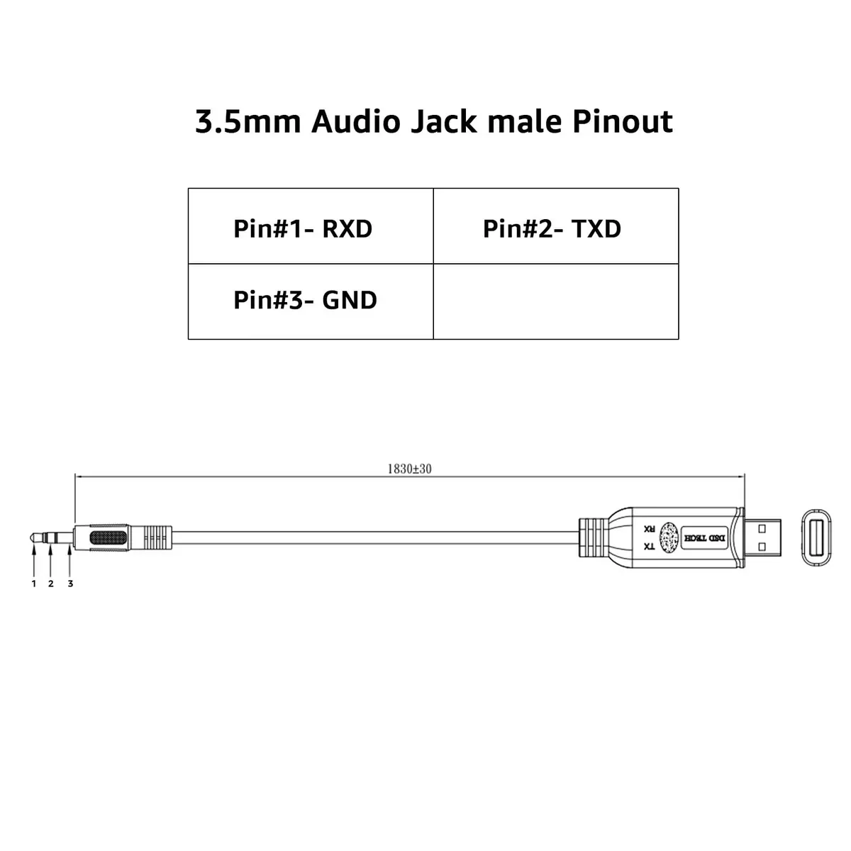 DSD TECH SH-U35B USB RS232 to 3.5mm Serial Cable 1.83m (6ft) Pack of 2 | FTDI FT232RL Chip for Stable Data Transmission - view 6