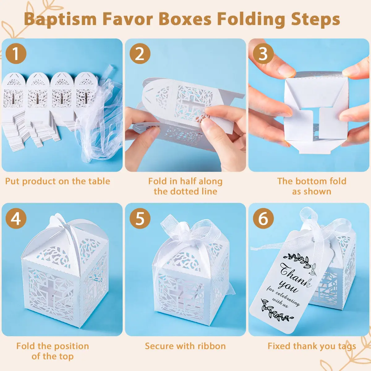 Bonuci Angel Keychain Baptism Favors Set with Organza Bags, Tags & Boxes | 30 Sets - view 4