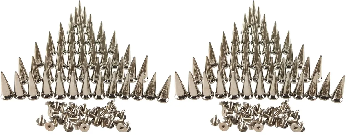 PARAOR Silver 50pcs Cone Spikes Screw Back Studs 10mm X 25mm | DIY Craft Punk Rivets - main product image