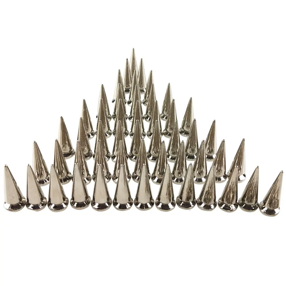 PARAOR Silver 50pcs Cone Spikes Screw Back Studs 10mm X 25mm | DIY Craft Punk Rivets - view 2