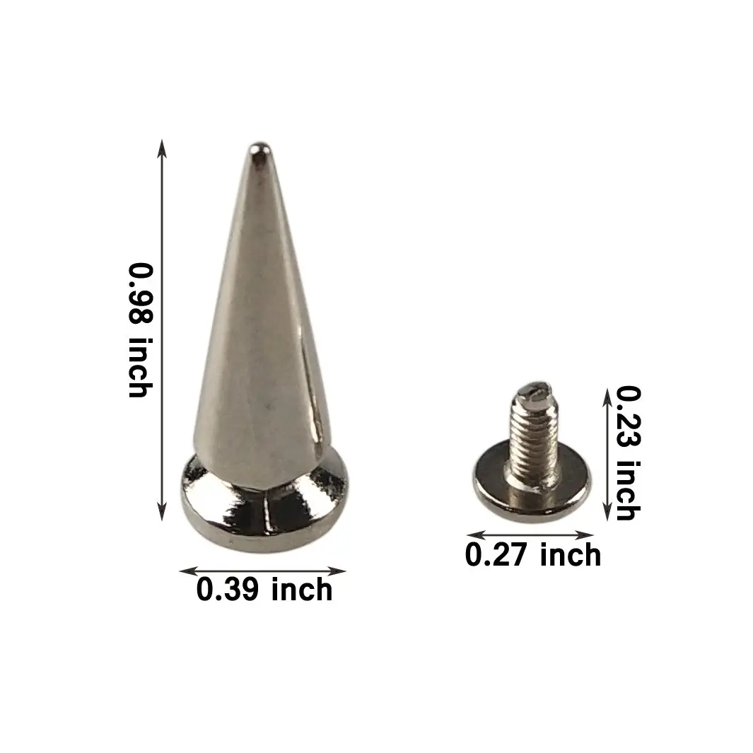 PARAOR Silver 50pcs Cone Spikes Screw Back Studs 10mm X 25mm | DIY Craft Punk Rivets - view 3