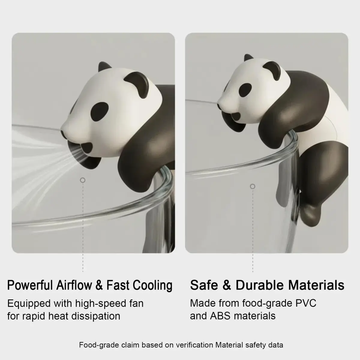 DIMIND Panda Mini Food Cooling Fan USB Rechargeable Portable 6cm (2.36in) Clip-On | Fast Coffee Cooler for Desk & Kitchen - view 6