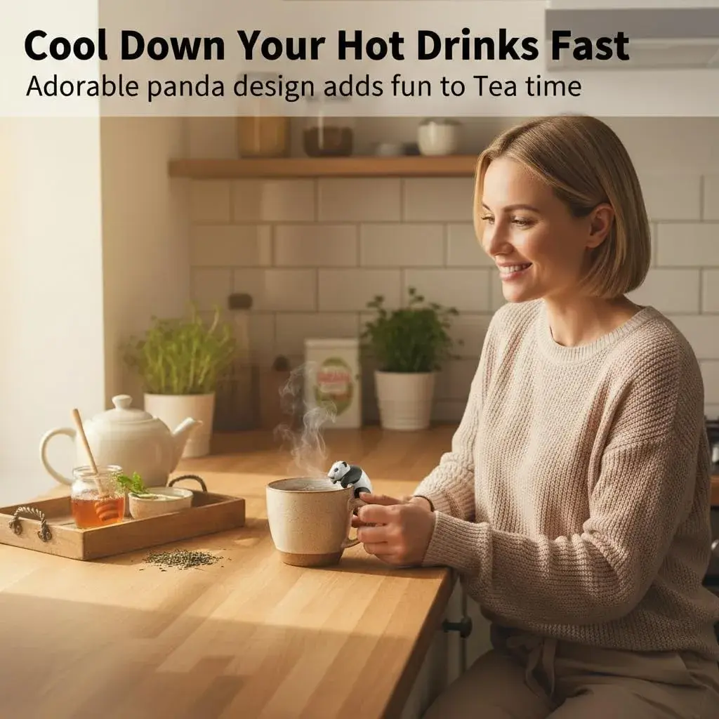 DIMIND Panda Mini Food Cooling Fan USB Rechargeable Portable 6cm (2.36in) Clip-On | Fast Coffee Cooler for Desk & Kitchen - view 4
