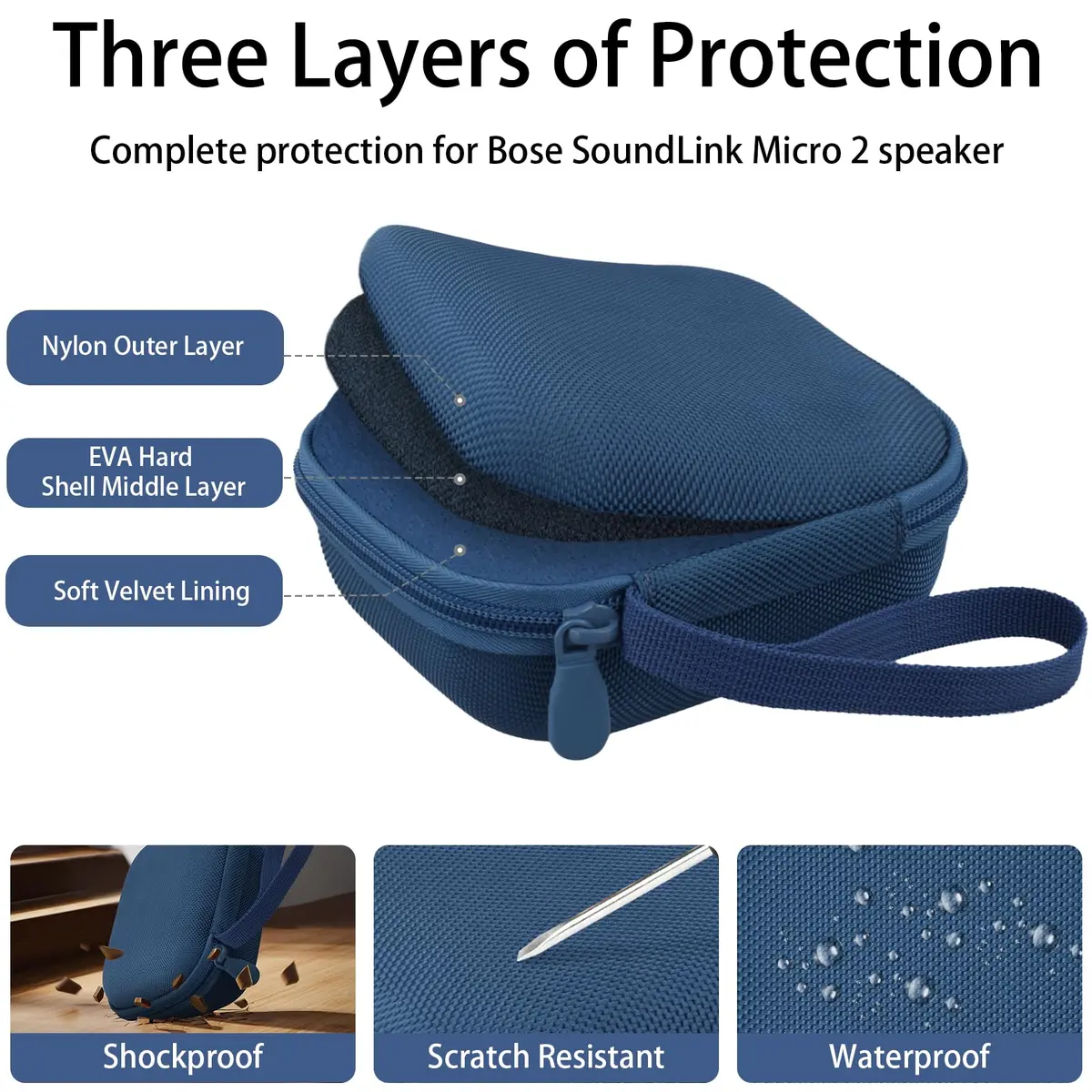 co2CREA Protective Case for Bose SoundLink Micro 2nd Gen | Durable, Lightweight & Portable in Twilight Blue - view 8