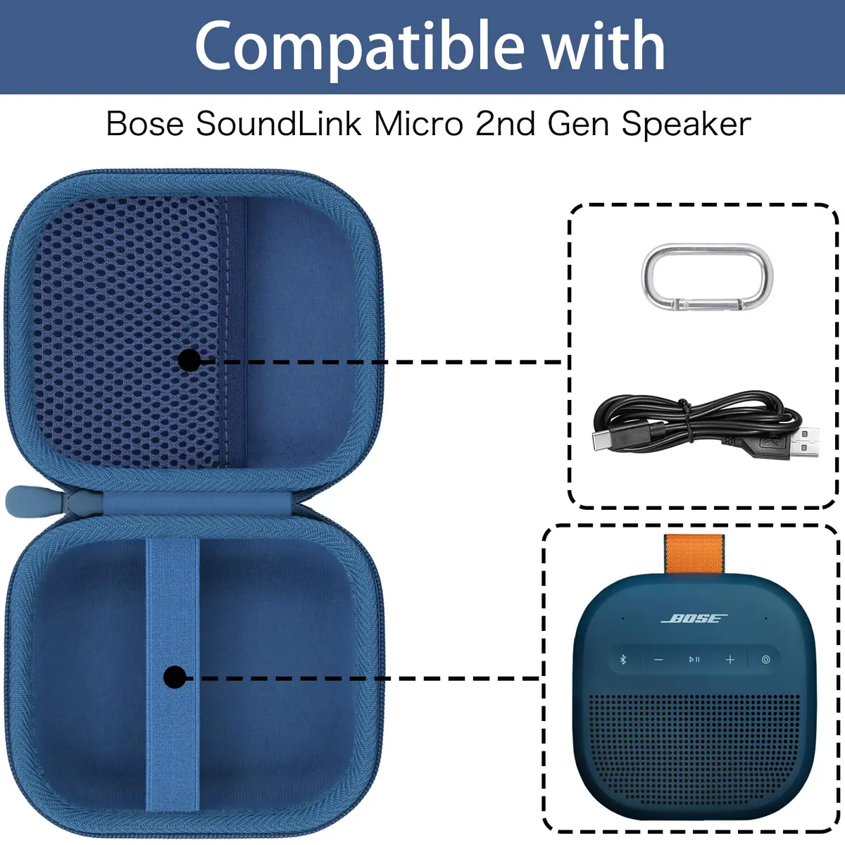 co2CREA Protective Case for Bose SoundLink Micro 2nd Gen | Durable, Lightweight & Portable in Twilight Blue - view 4