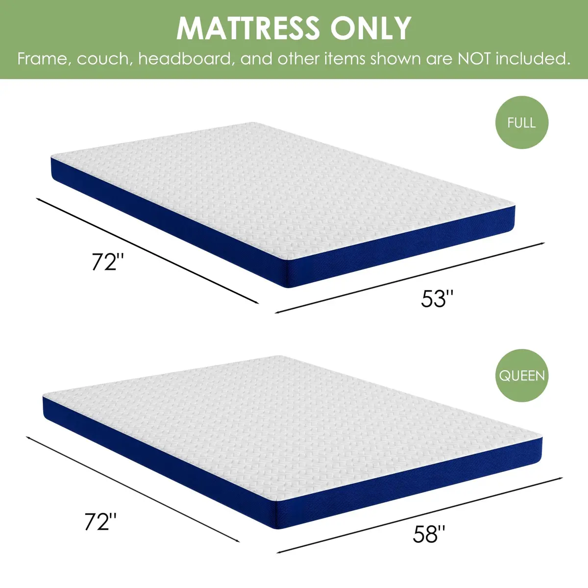Wellynap 4 Inch Gel Memory Foam Sofa Mattress Queen Size 72 x 58 Inches | Removable Cover for Guest & RV Use - view 2
