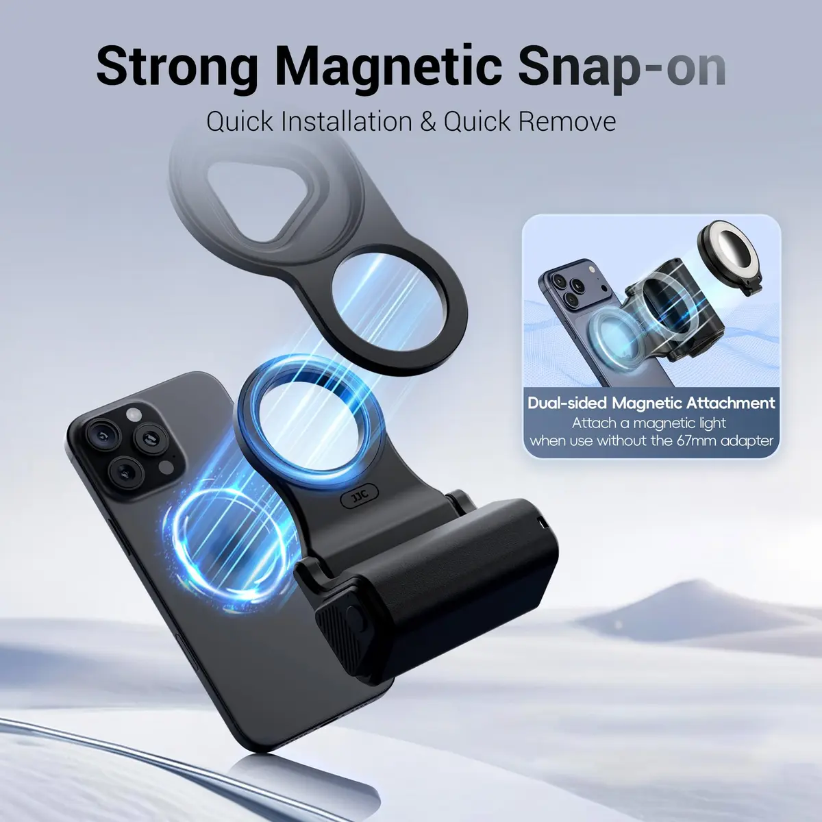JJC Magnetic Phone Camera Grip with 67mm Filter Adapter Kit for iPhone 16 Pro 15 Pro 14 Pro | Vlogging & Filmmaking Support - view 5