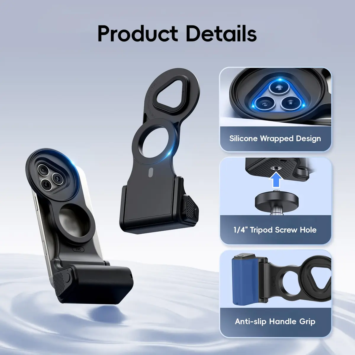 JJC Magnetic Phone Camera Grip with 67mm Filter Adapter Kit for iPhone 16 Pro 15 Pro 14 Pro | Vlogging & Filmmaking Support - view 6