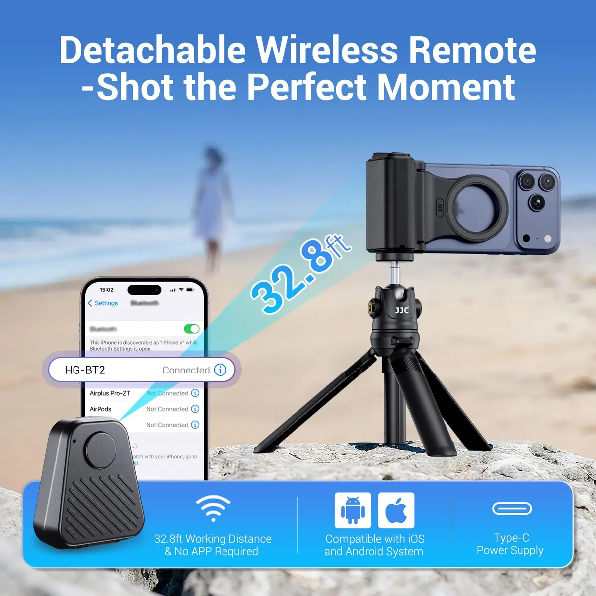JJC Magnetic Phone Camera Grip with 67mm Filter Adapter Kit for iPhone 16 Pro 15 Pro 14 Pro | Vlogging & Filmmaking Support - view 7